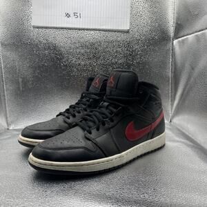 Nike Air Jordan 1 Mid Retro Black Gym Red White 554724-009 Mens Size 9
